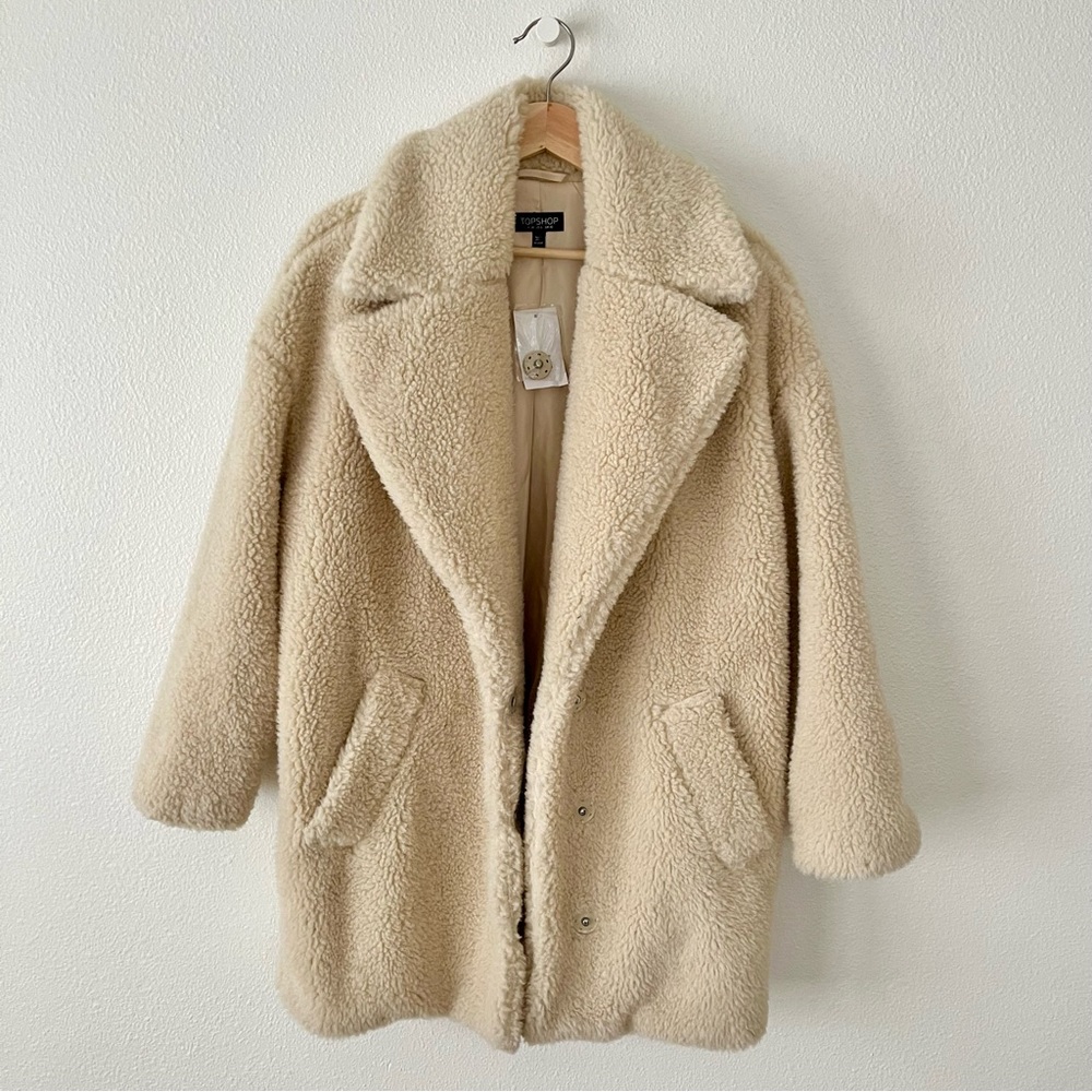 TopShop Teddy Coat in Cream (S) - Picture 2 of 16